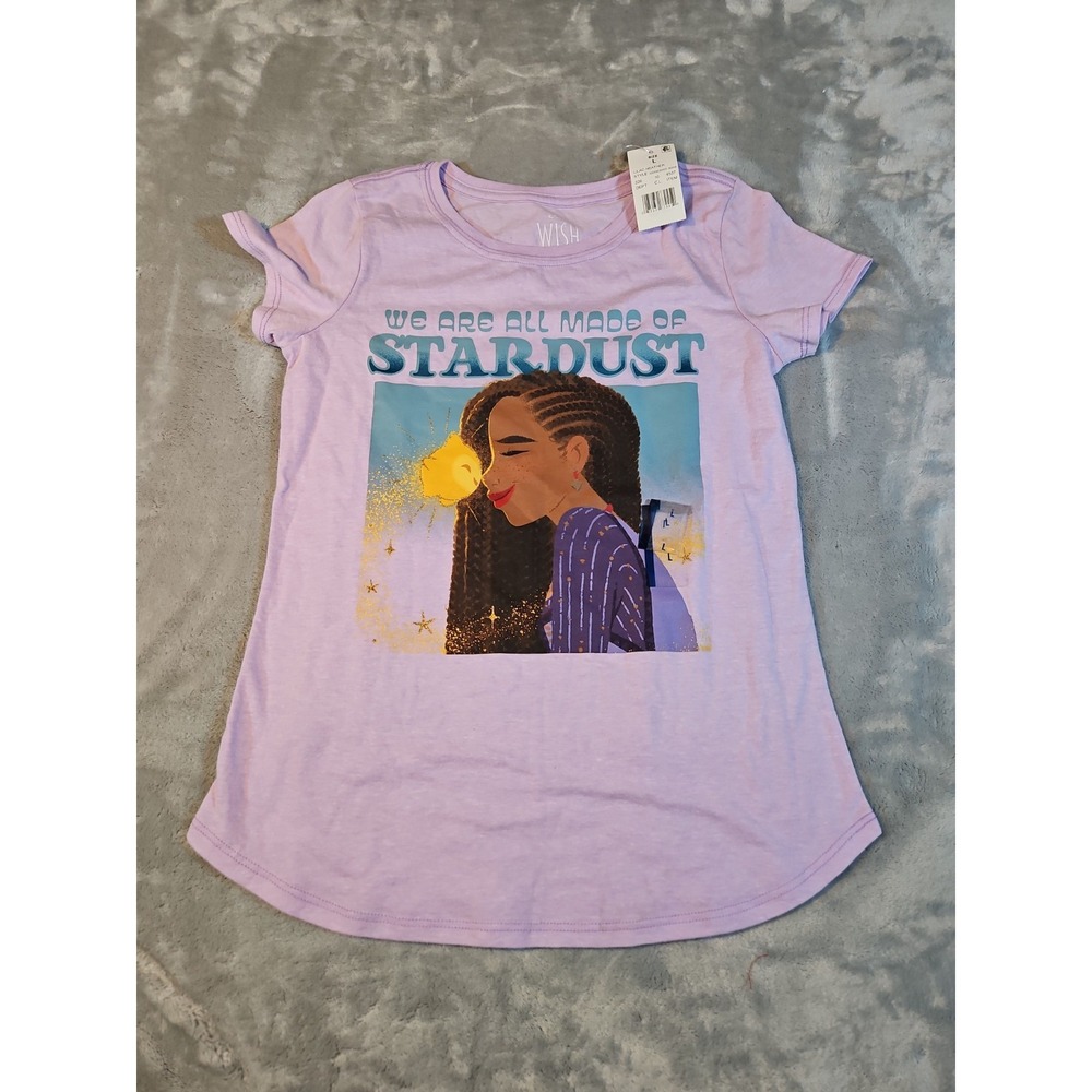 Disney Wish Girls Purple Graphics Tshirt Kid's Size L